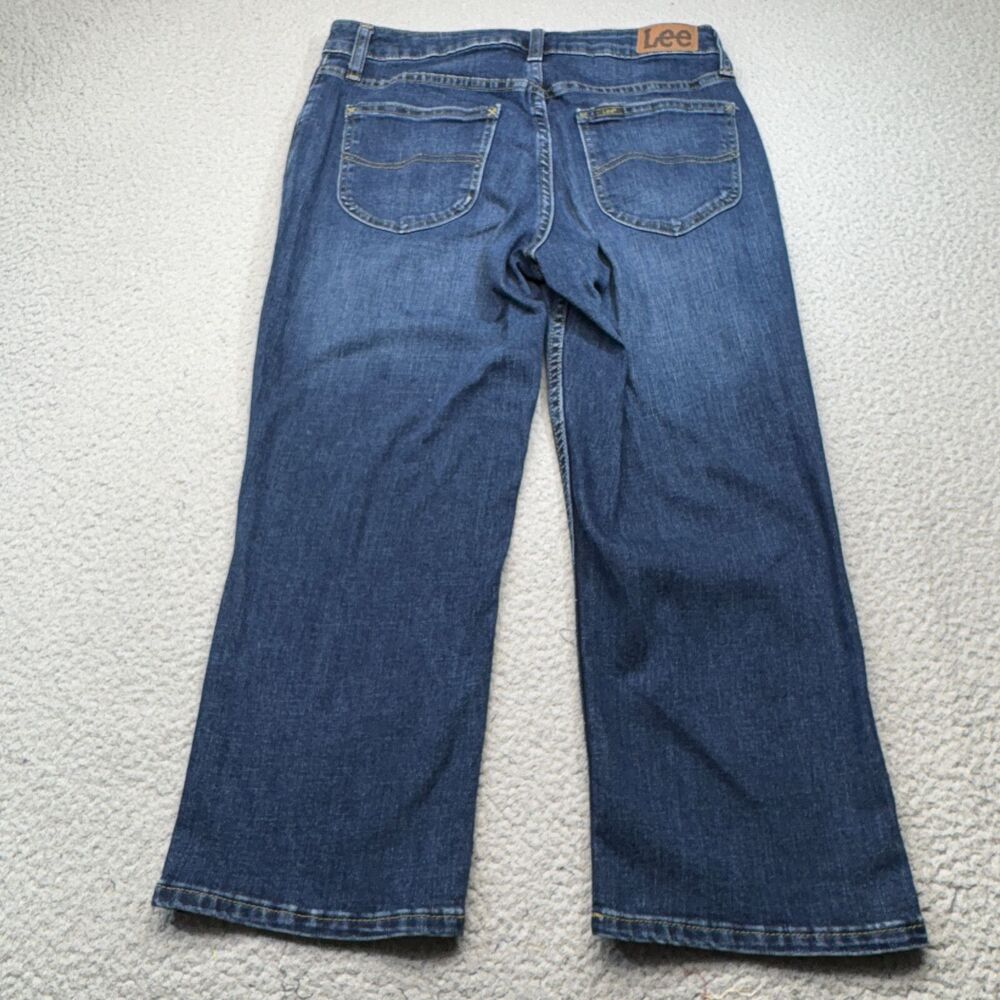 Lee Jeans Womens 30x22 Blue Capri Crop Straight Stretch Relaxed Fit Denim USA 8M - Picture 9 of 14
